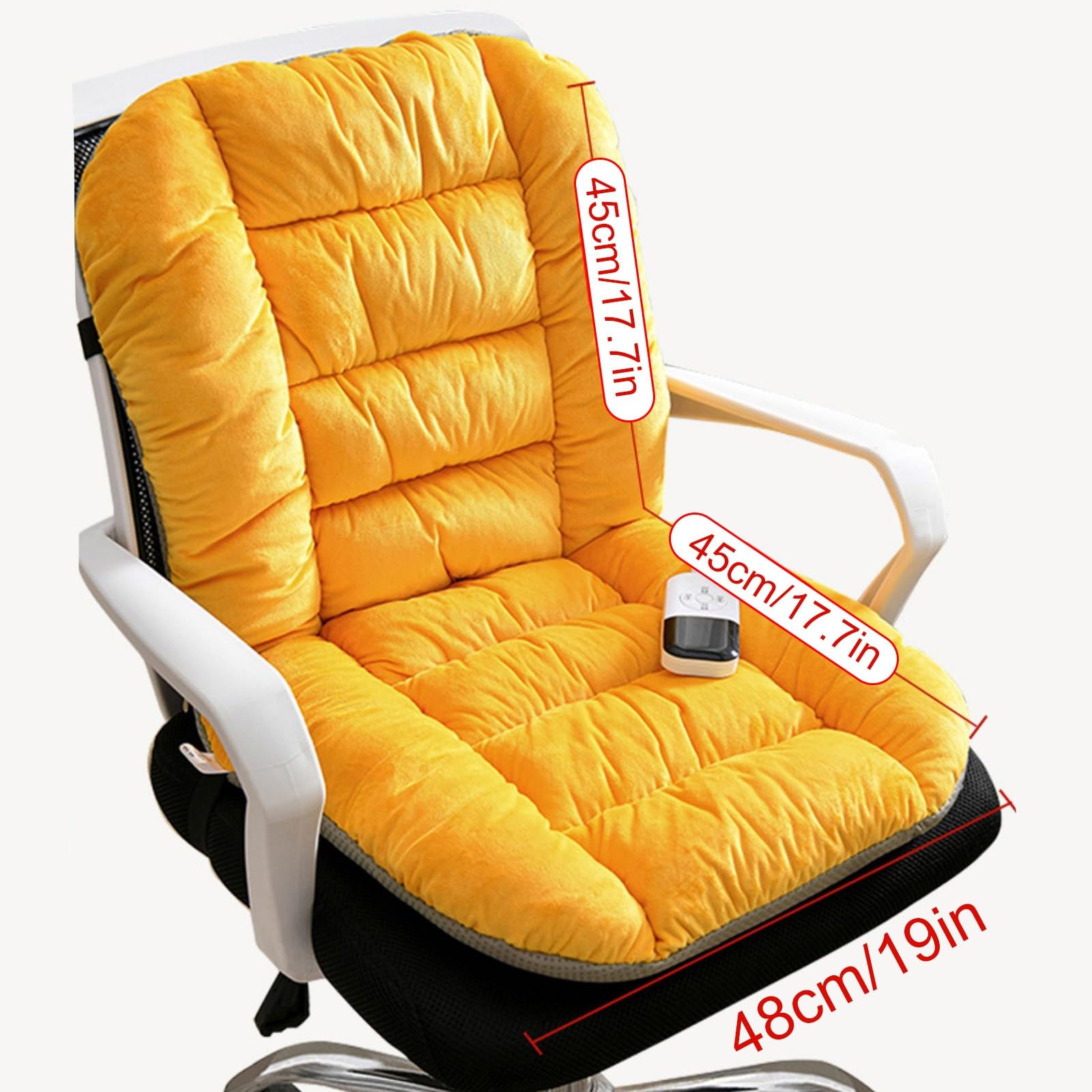Coussin Chauffant avec Chauffage par Zone, Tapis Chauffant pour Chaise de Bureau avec Minuterie de 1 à 12 Heures et 9 Températures Réglables, Coussin Siege Bureau(White)