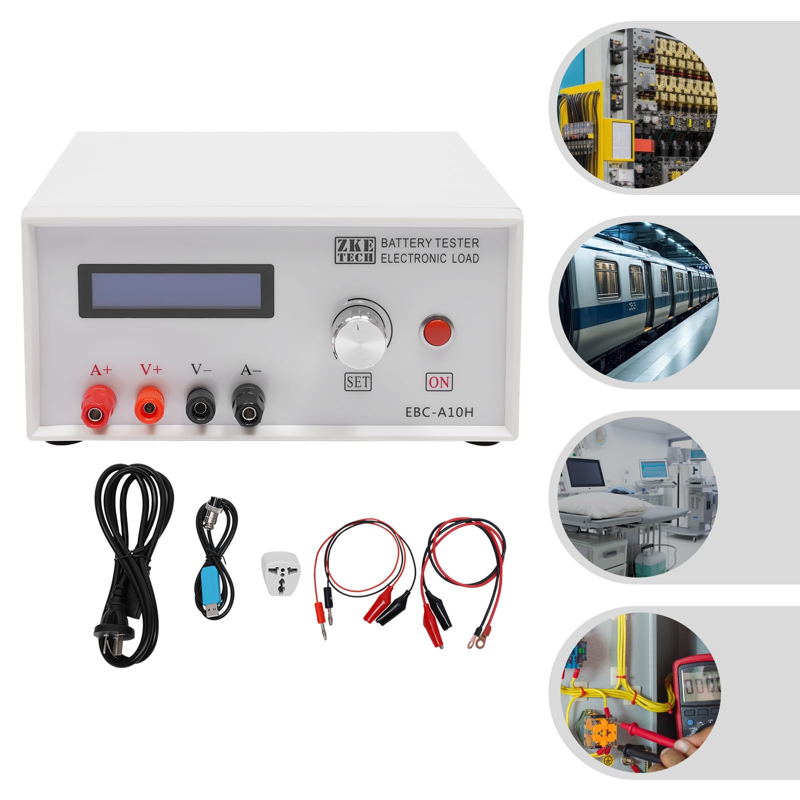 Tester elettronico per batteria, 150 W, tester per batteria, con funzione di ricarica e scarica, 10 A, tester di capacità e prestazioni per batterie al litio e al piombo, con display LCD e clip di