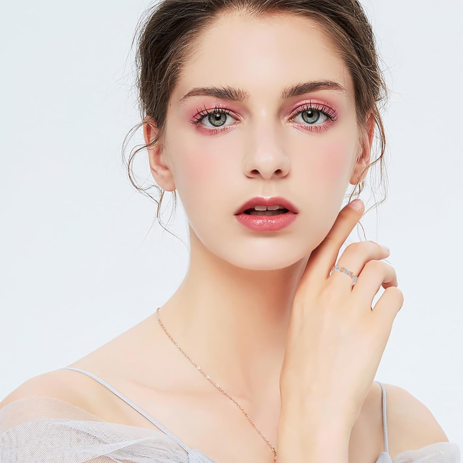 YLT Rose Ring for Women Rose Gold Plated 925 Sterling Silver Rose Flower Ring Paved with Cubic Zirconia Statement Band Ring - Image 6