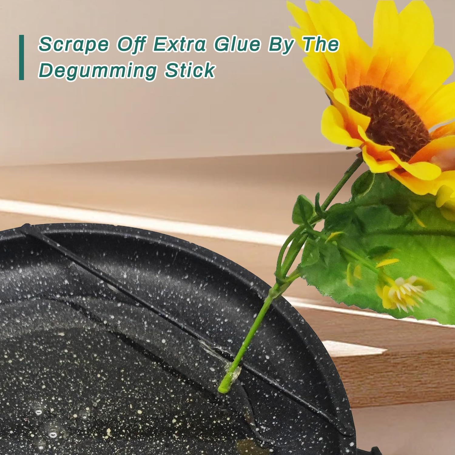 Hot Glue Pot, Floral Glue Pot Skillet for Crafts, Temperature Control Gage 212°F-392°F, 8.25in Diameter, Melting Pot for Glue Sticks Pellets and Beads with Degumming Stick