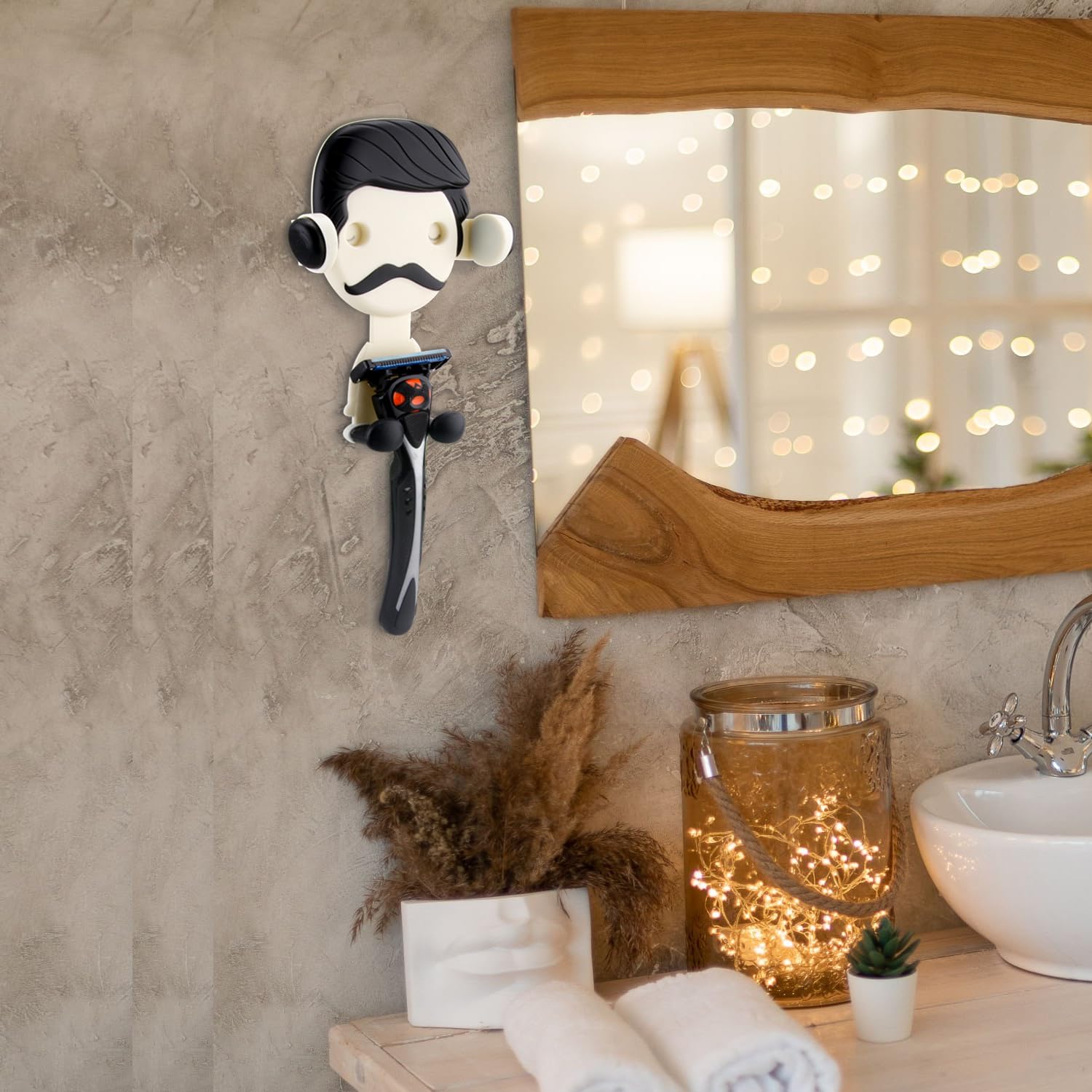 Suction Cup Razor Holder in Shower, Powerful Suction Cup Shower Hooks,Towel, Loofah, Razor holder shower for Bathroom Wall, Easy to Install and Reuse(Black Hair, 2pcs)