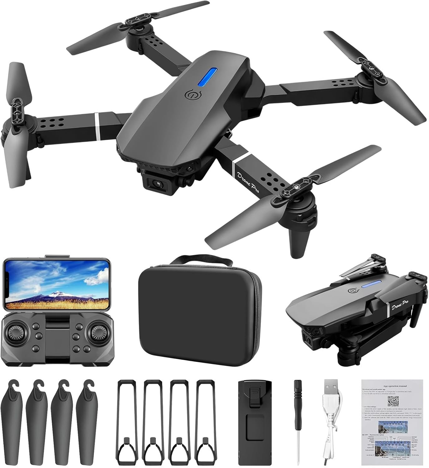Drones RC con cámara para adultos 1080P Dual Camera FPV Mini Drone para ...