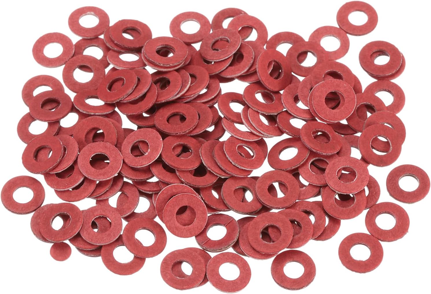 uxcell 220 Pcs M3 Fiber Flat Washers, Insulation Plain Washer 3mm ID 7mm OD 0.5mm Thick Red Steel Paper Gaskets for Machinery Fastener Plumbing General Repair