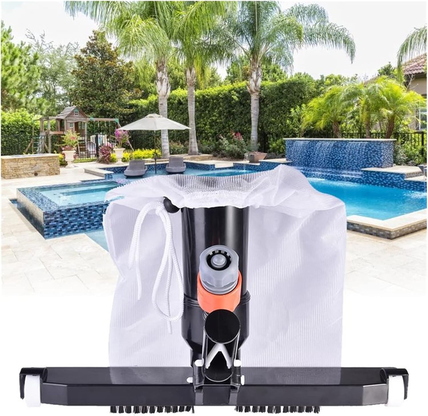 Swimming Pool Vacuum Cleaner Pool Bottoms Net Pool Filter Fountain and Pool Vacuum Head with Brush for Pools Spas Cleaning Kit