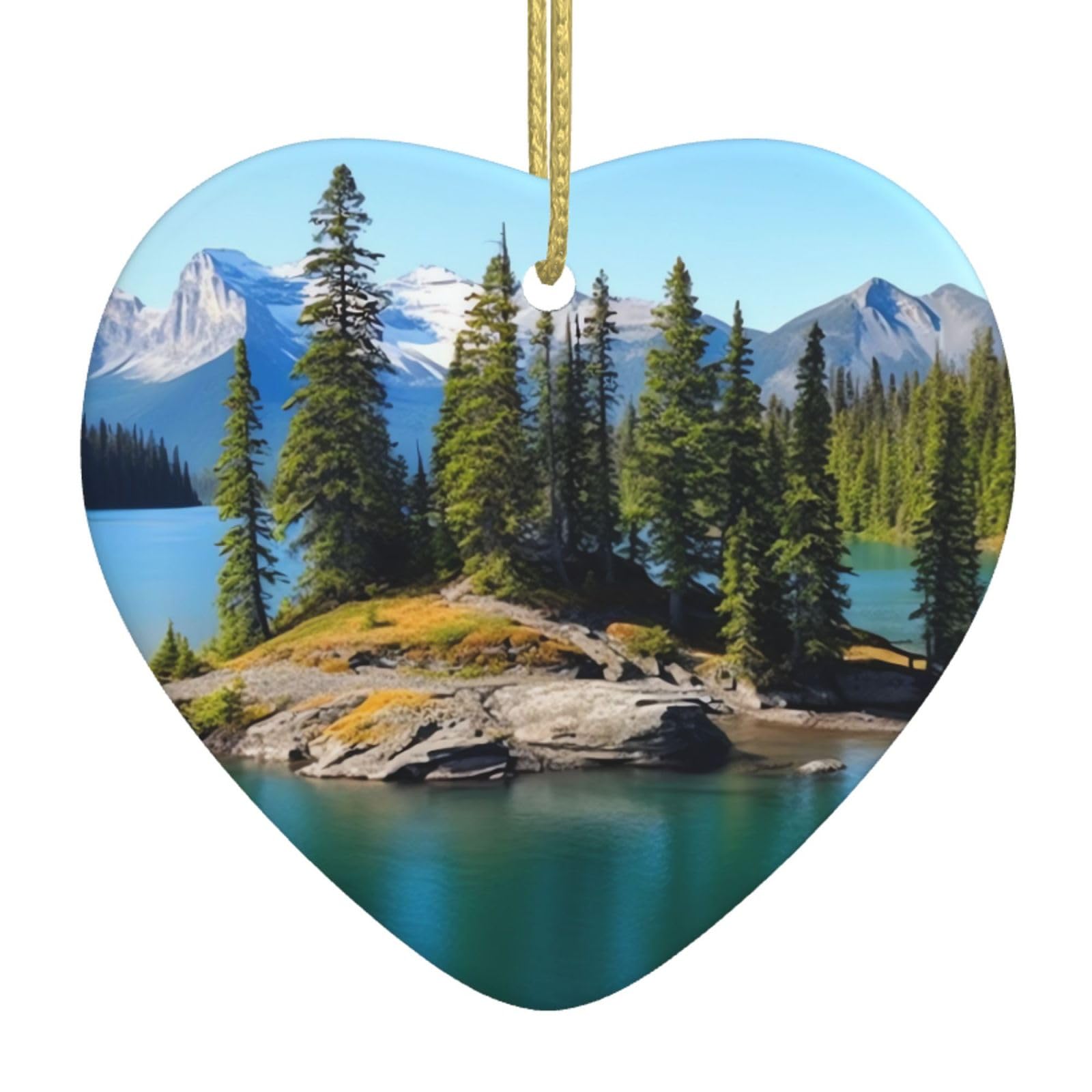 Fodpand Women's White Spirit Island In Lake Christmas Ornaments 2025, Gift Exchange For Men, Collectible Ceramic Ornament Heart Hanging Ornaments For Christmas Tree Decoration