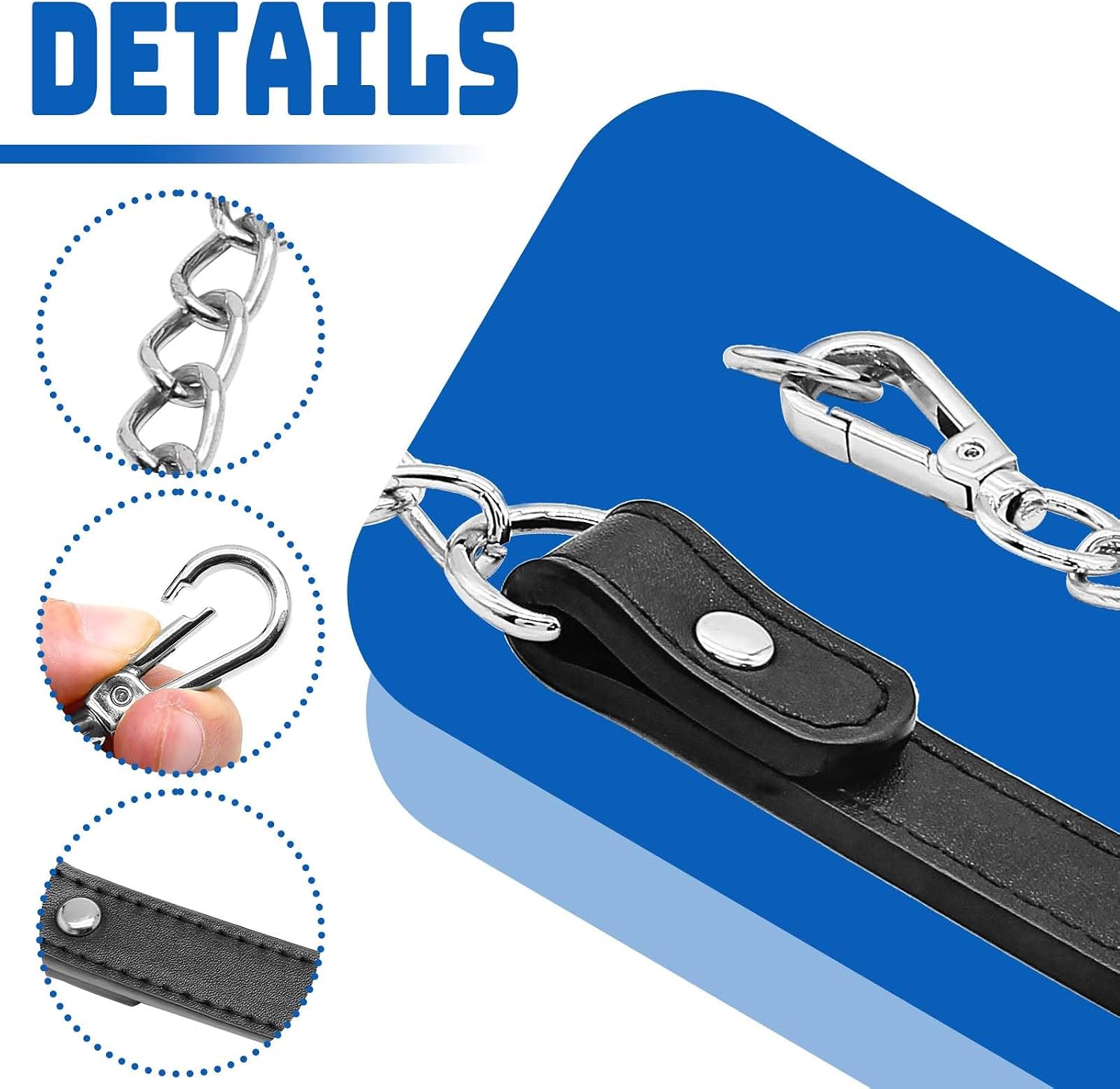Luomorgo Metal Chain Handles Strap, Silver Purse Strap Replacement