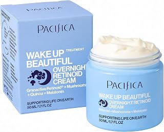 Pacifica Wake Up Beautiful Retinoid Night Cream – Overnight Anti-Aging Moisturizer with Hyaluronic Acid & Melatonin, Reduces Wrinkles & Fine Lines, Hydrating and Gentle for Dry or Mature Skin, Vegan