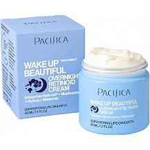 Pacifica Wake Up Beautiful Retinoid Night Cream &ndash; Overnight Anti-Aging Moisturizer with Hyaluronic Acid &amp; Melatonin, Reduces Wrinkles &amp; Fine Lines, Hydrating and Gentle for Dry or Mature Skin, Vegan