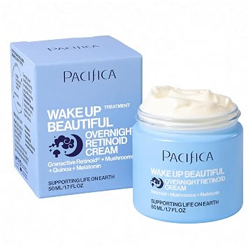 Pacifica Wake Up Beautiful Retinoid Night Cream Overnight Anti-Aging Moisturizer with Hyaluronic Acid & Melatonin, Reduces Wrinkles & Fine Lines, Hydrating and Gentle for Dry or Mature Skin, Vegan