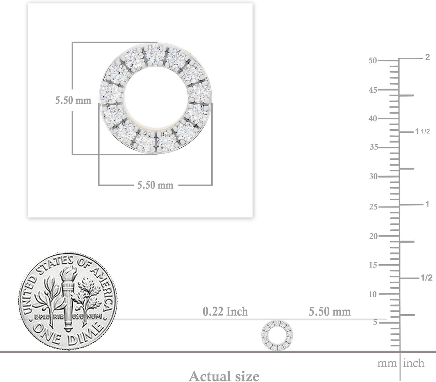 Dazzlingrock Collection 0.10 Ctw Round White Natural Diamond Halo Circle Shape Stud Earrings for Women in Real Solid Gold