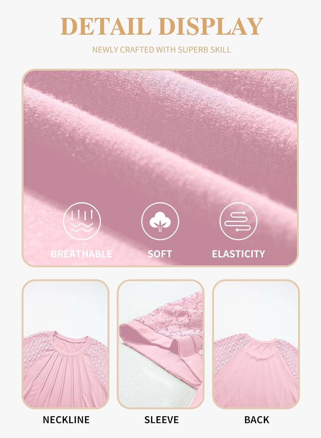 Eytino Plus Size Tops for Women Summer Lace Short Sleeve Crewneck Loose Casual Blouse Tunic T Shirts(1X-5X) - Image 5