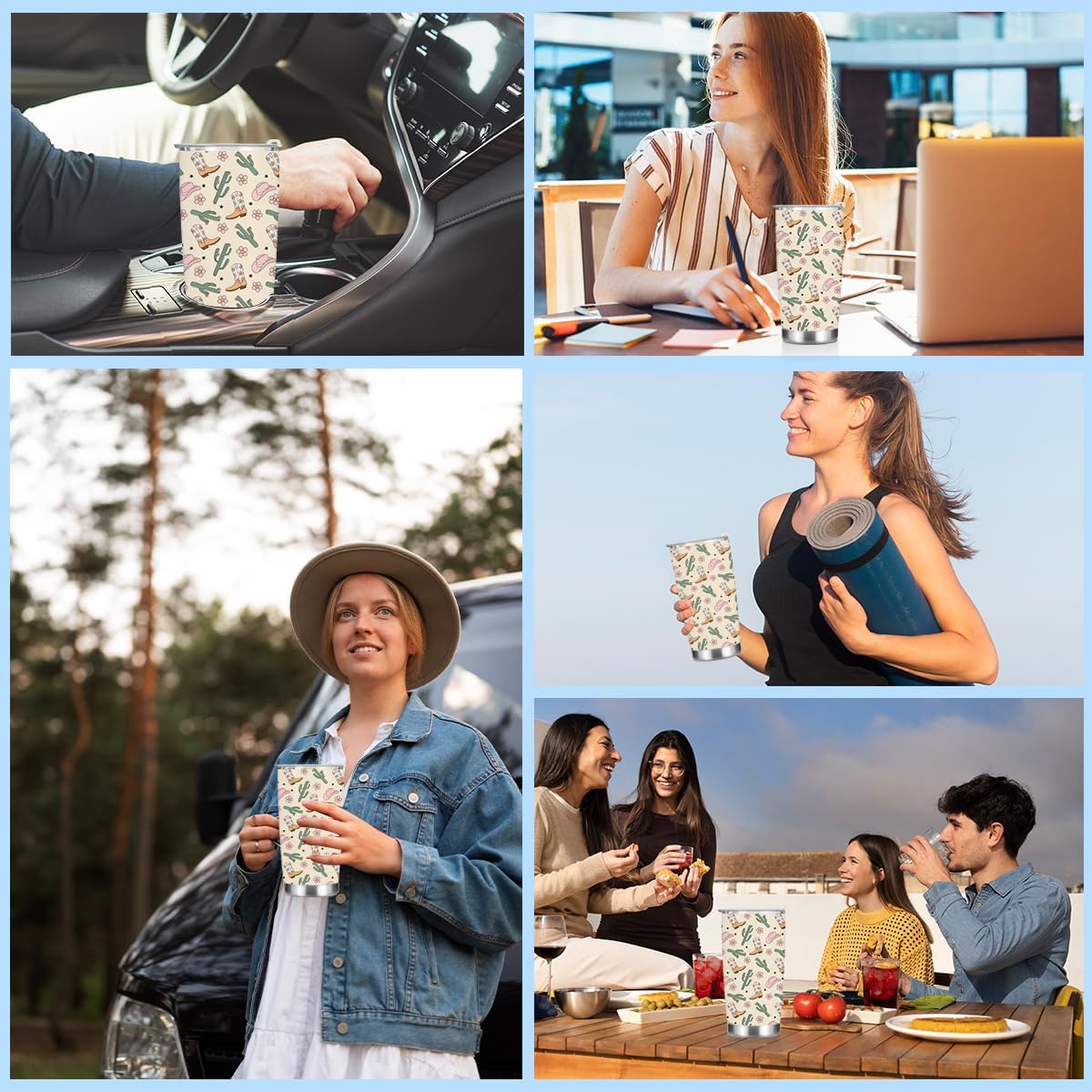 Western Tumbler, 20 oz Tumblers Insulated Coffee Mug With Lid, Stainless Steel Thermal Cup, Vacuum Water Bottle Travel Mug, Drinking Cups, Gifts for Women Men Girls Sisters Birthday Christmas - Image 5