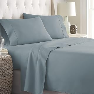 Danjor Linens Queen Cooling Bed Sheets for Hot Sleepers - 6pc Microfiber Set with 4 Pillowcases, Deep Pockets, Breathable Spa Blue