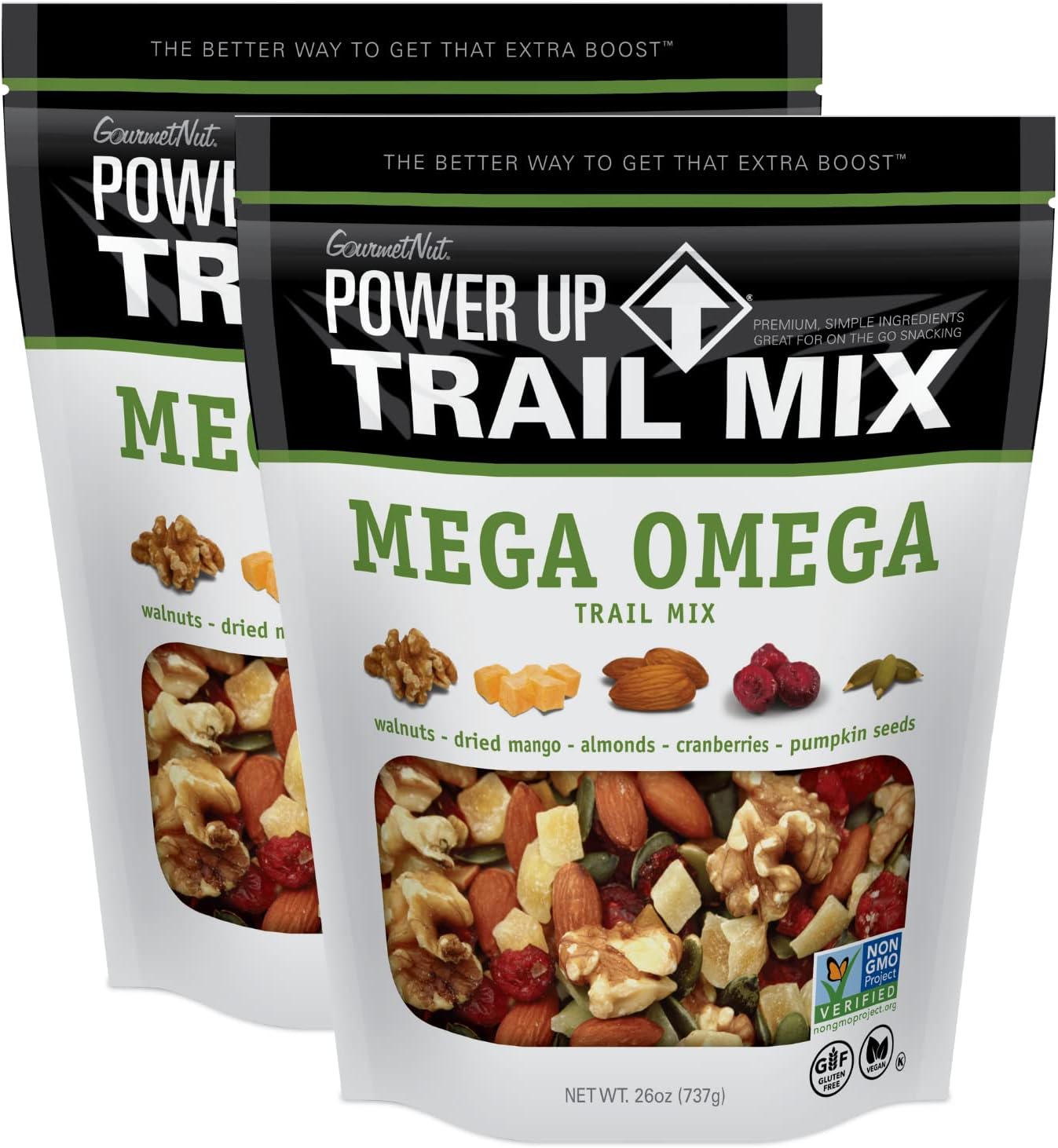 Gourmet Nut Power Up Trail Mix Mega Omega 26 Ounce (2 Pack)