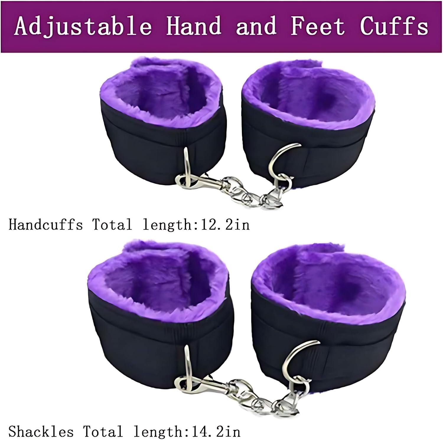 BDSM Bondage Restraints Sex Things for Couples Kinky Sex Tie Downs Under Mattress Queen Size Bed Adult Restraint Sex for Headboard Straps for Adult Play Purple Hand Cuffs for Bedroom Toys Sweater