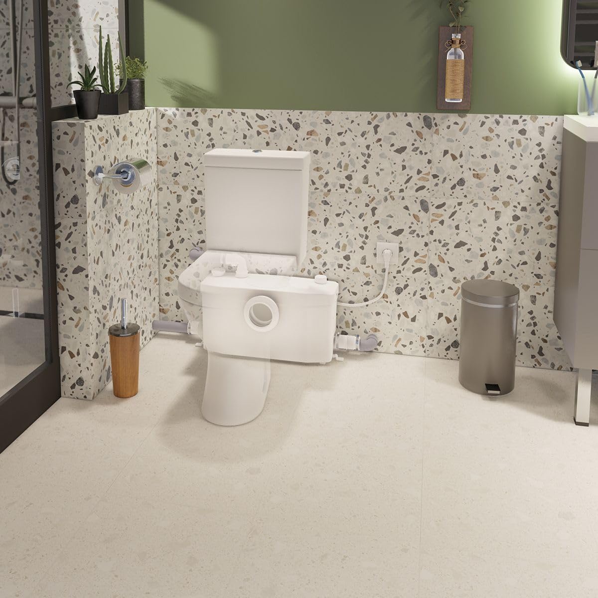 SFA Sanimoueur Saniplus Up - Trituradora de inodoro para baño completo con inodoro, gran capacidad, instalación discreta, fácil mantenimiento, 52,6 x 23,5 x 32,9 cm - 400 W - Made in France