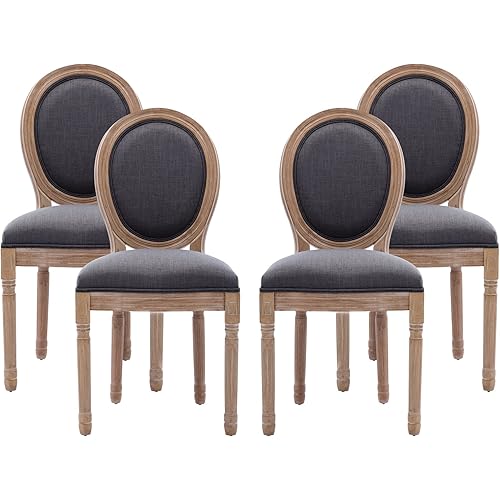 Nrizc French Country Dining Chairs Set of 4, Farmhouse Dining Chairs, Wood Round Back Dining Room Chair, for Dining Room/Living Room/Bedroom