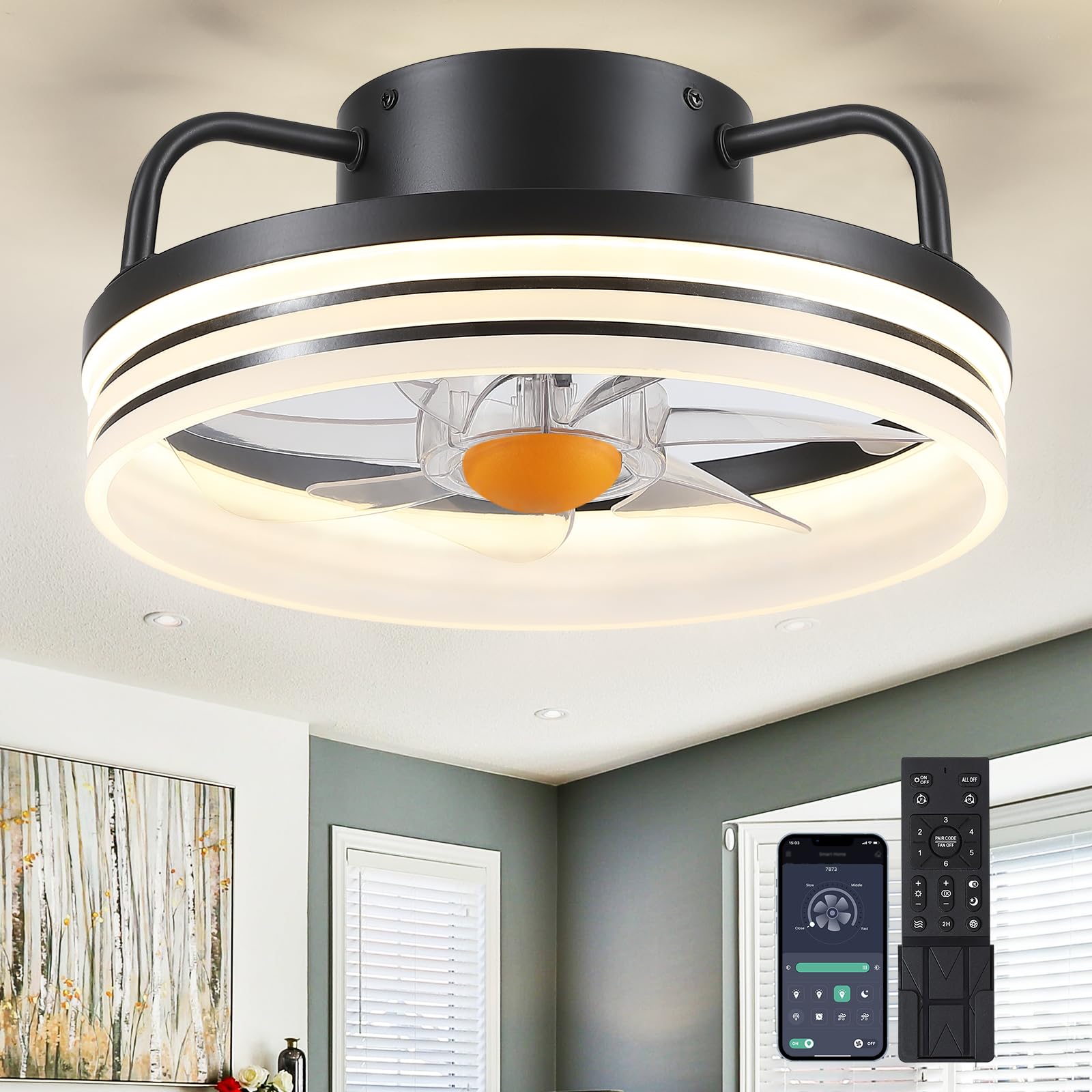 Bladeless Ceiling Fan with Light - Remote Control -1