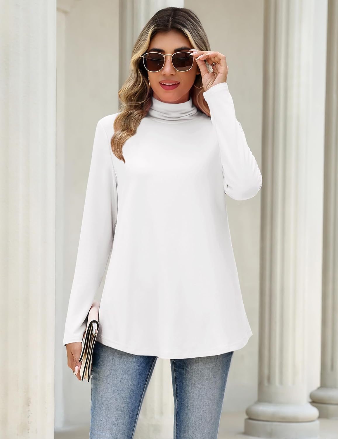 Zeagoo Long Sleeve Shirts for Women Turtleneck Work Casual Tunic Tops image 4