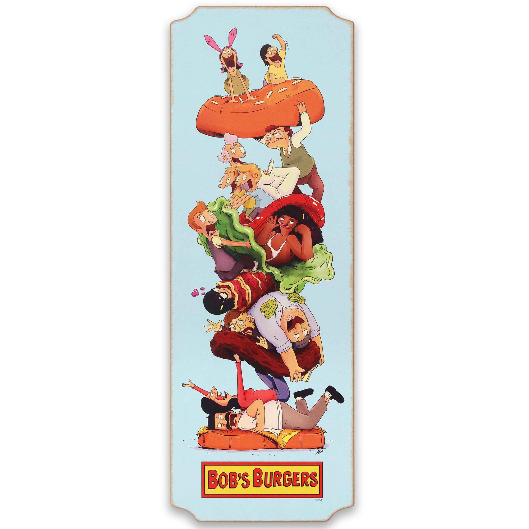 Open Road BrandsBob's Burgers Character Group Vertical Wood Wall Decor - Fun Bob's Burgers Picture for Home Decorating
