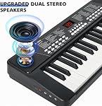 37 Clés clavier piano pour les débutants - Batterie rechargeable intégrée (1200mAh) Instrument de musique électronique avec micro LED Écran 200 Tonalités 200 Rythmes 50 Démos, Cadeau pour débutants, Noir