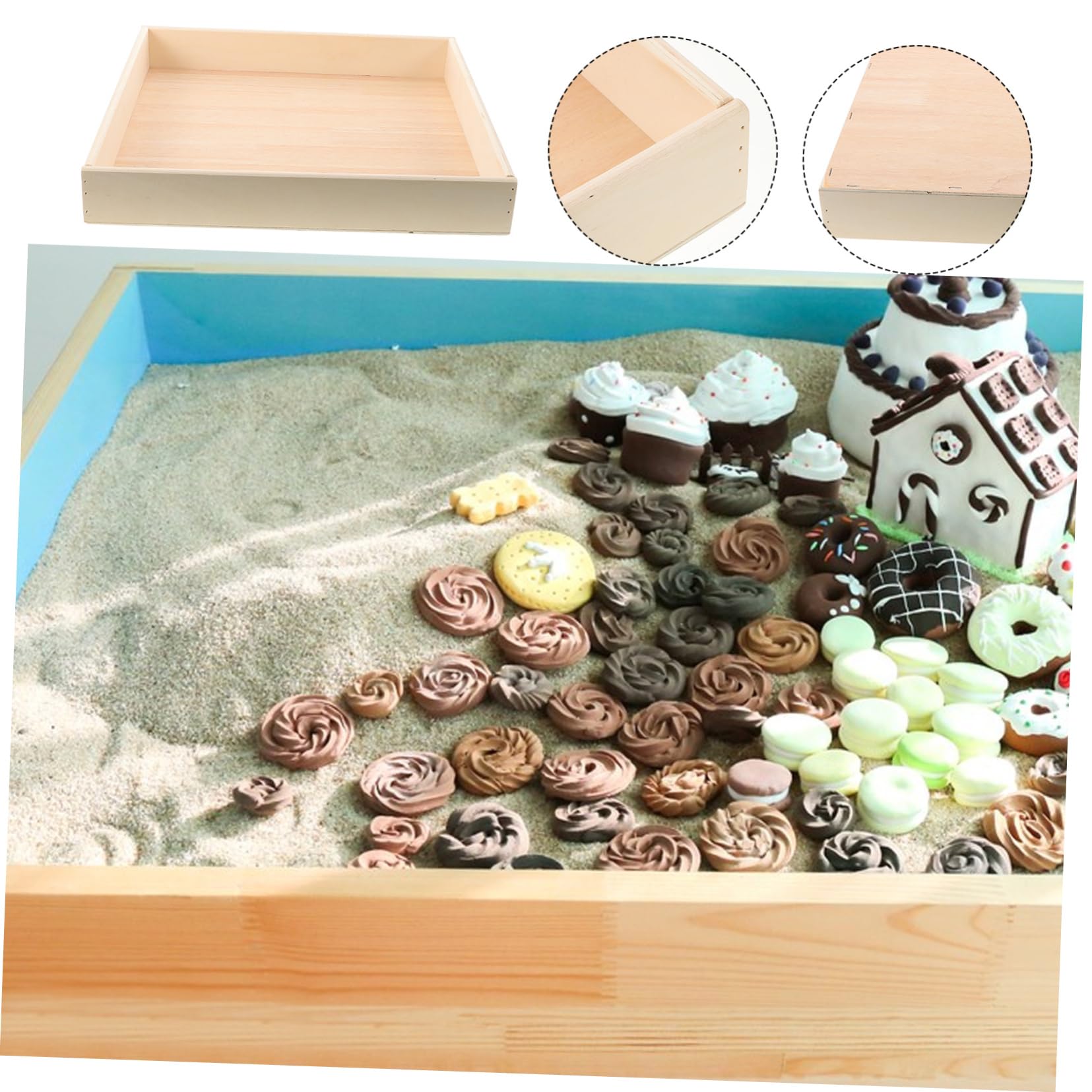 Kinderspielzeug Sandkasten, Tragbar, Beige, für Drinnen | Kindersandkasten, Aufbewahrungsbox, Rechteckige Form, für Kinder, Innen und Außen