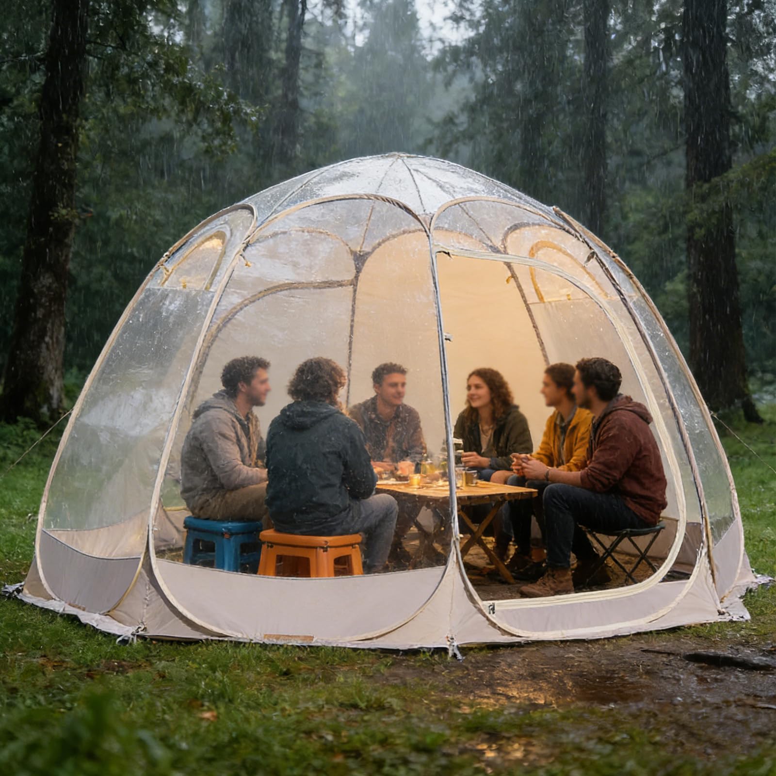 Namiot bąbelkowy typu pop-up - Błyskawiczny namiot igloo - Parawan ogrodowy dla 7-9 osób na taras - Duży, odporny na warunki atmosferyczne pawilon - Ochrona przed zimnem podczas kempingu
