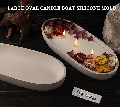 Miniatura 3 de Wehous Molde de resina para cuenco grande, molde de silicona ovalado de 11.6 pulgadas para cemento de resina, molde de fundición de epoxi para