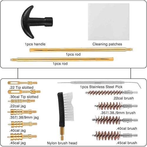 Miniatura 4 de UrbanX Kit universal de limpieza de pistola para Astra Modelo 900 9×23 mm Kit de limpieza de pistola de largo cepillo de bronce y puntas de metal