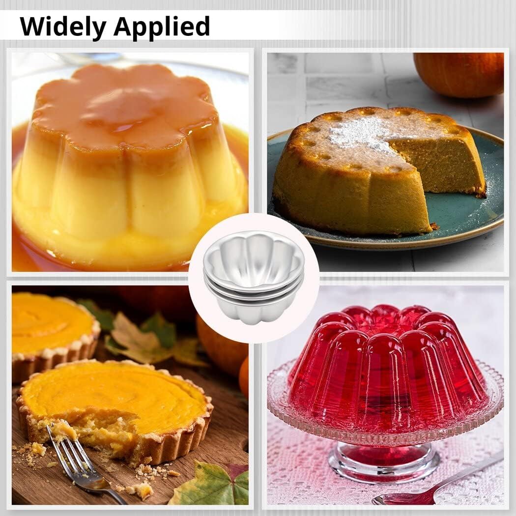 Homaisson 10Pcs Pudding Cup Molds, 3.7''x1.77'' Mini Fluted Cake Pans, Small Fluted Cake Pans for Baking，Non-Stick Jelly Molds, Easy to Demold, Cake Pan Nonstick