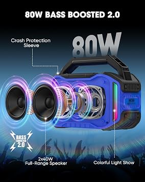 ANCOON Bluetooth Speakers Blue+Red