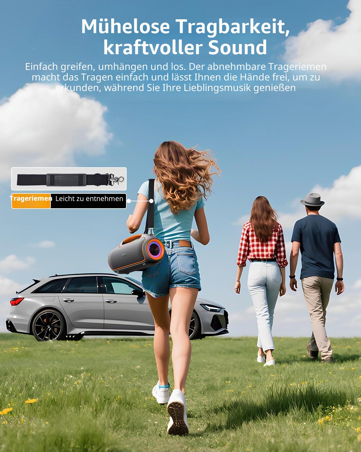 Bluetooth Lautsprecher 200 W max, Tragbare Musikbox Bluetooth 5.4 mit 2 Subwoofern & 2 Hochtönern,Bass Boost,24h Akku,TWS,IP65 wasserfest Outdoor Lautsprecher für Party, Baustelle,Camping,Zuhause