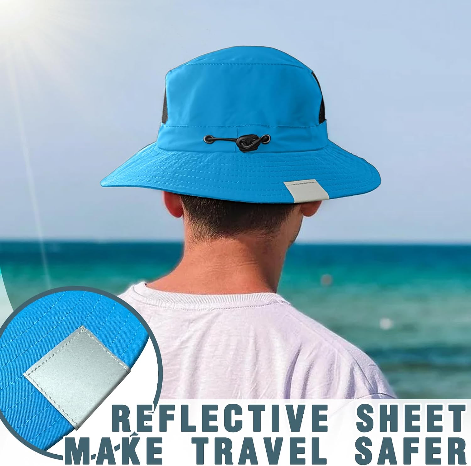 Seektop Surf Bucket Hat with UPF 50+ UV Protection, Waterproof Sun Hat with Adjustable Chin Strap for Surfing, Water Sports