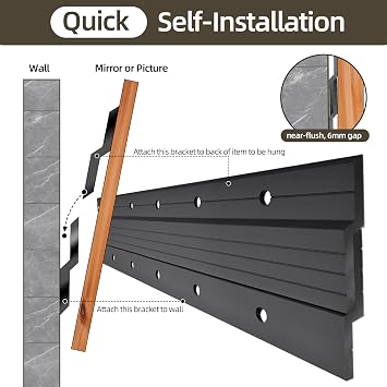 French Cleat Hanger 30 Inch, 3 Pairs Heavy Duty Z Bar Clips, Metal Wall Cleats Up to 300 lbs, Interlocking Bracket Kit Hanging Picture, Mirror, Frame, Headboard, Easy Install, Hardware Included