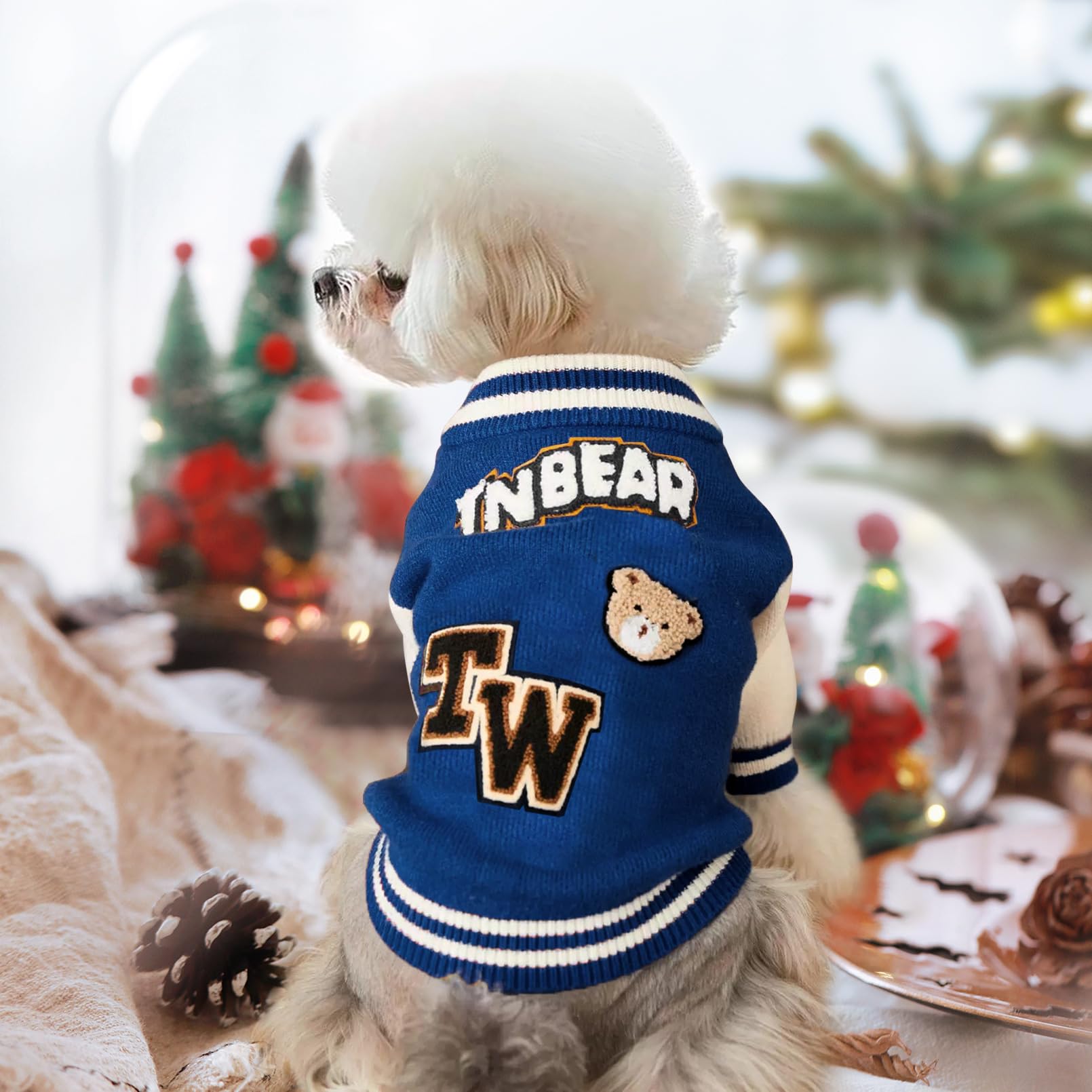 Kleiner Hundepullover, warmer Haustierpullover, niedlicher gestrickter klassischer Hundepullover für kleine Hunde, Katzenpullover, Hunde-Sweatshirt, Kleidung, Mantel, Bekleidung (M)