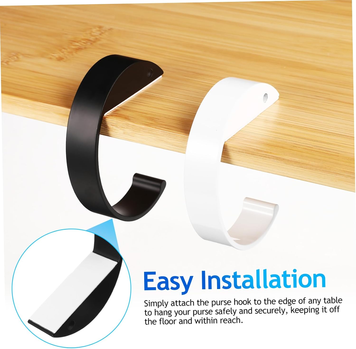 2Pcs Compact Table Purse Hook Heavy Duty Handbag Hanger for Desk Shaped Design Easy Installation Space Saving for Backpacks and Purses Robust