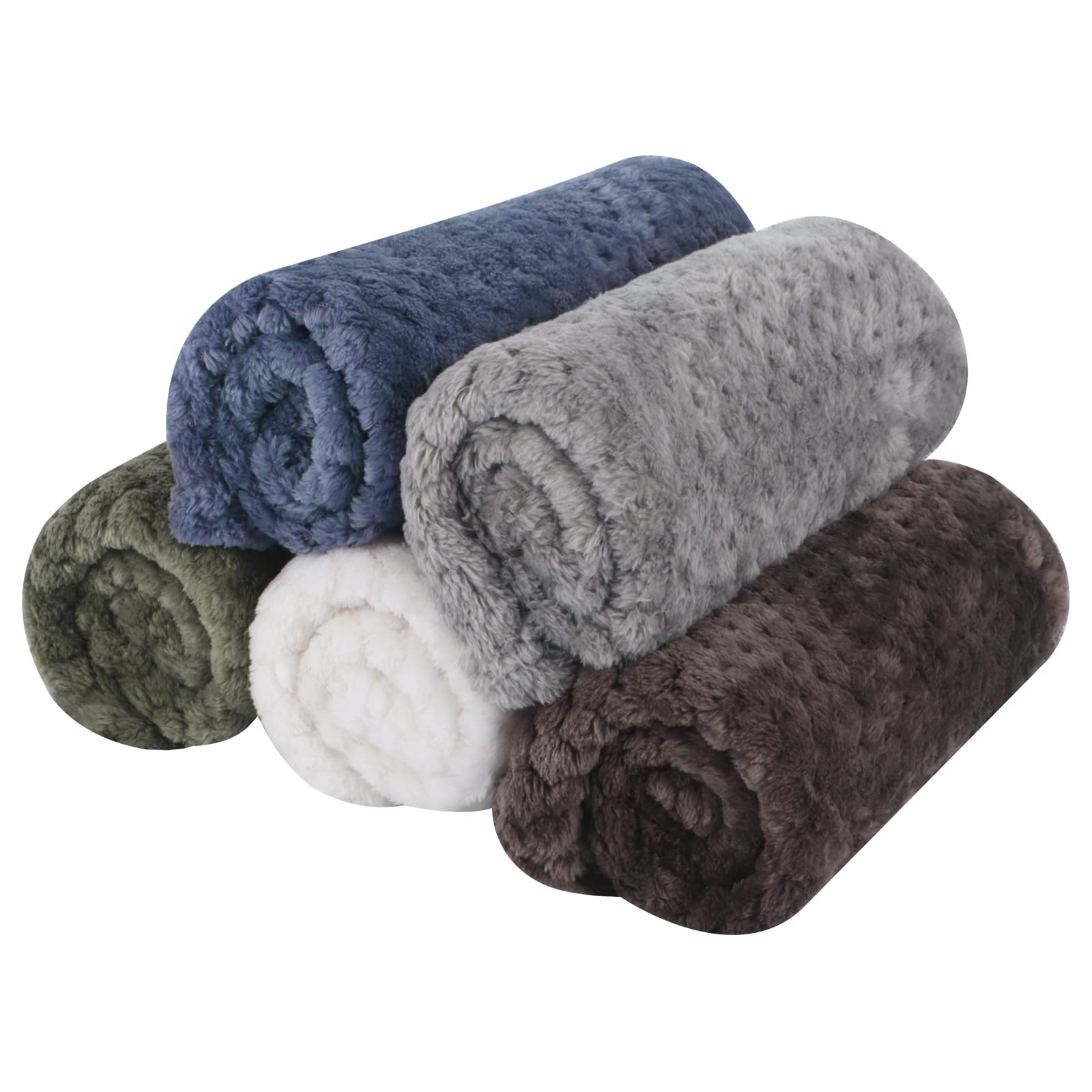 PET SPPTIES 5 Piezas Pequeñas Mantas de Franela para Mascotas Perro Gato Suave Forro Polar, Gris Café Gato Cama PS087 (60X40 CM, Mezclado)