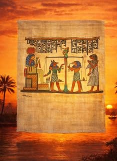 An Egyptian. A scene from the court of the other world illustrating the “weight of the heart,” which is part of the book of the dead.
