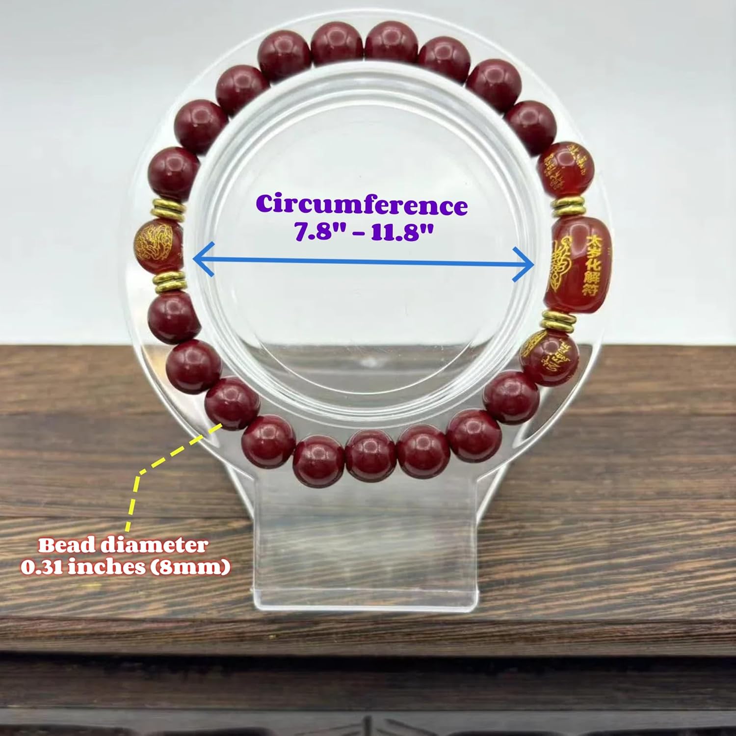 Tai Sui Bracelet 2026 for Protection, Consecrated Cinnabar Feng Shui Lucky Bracelet for Men & Women, 8MM Red Bead Bracelet with Triangle Amulet & Certificate, Ward Off Evil Spirits, Ben Mingnian Gift - Image 5