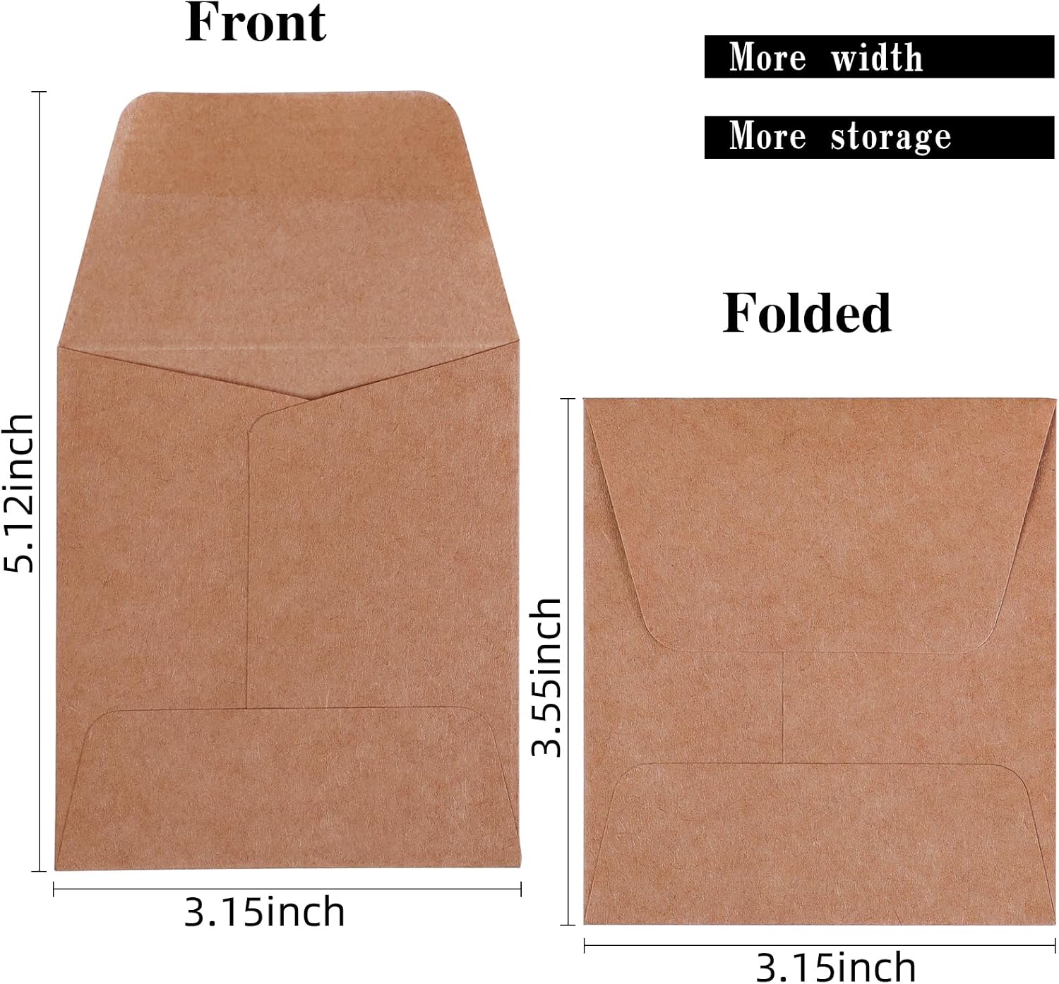 Tuhangcc 100 Pack Small Coin Envelopes Heavy Duty Self-Adhesive Kraft Seed Envelope Mini Parts Small Items Stamps Storage Packets Envelopes for Garden, Office or Wedding Gift 3.15"×3.5" image 3