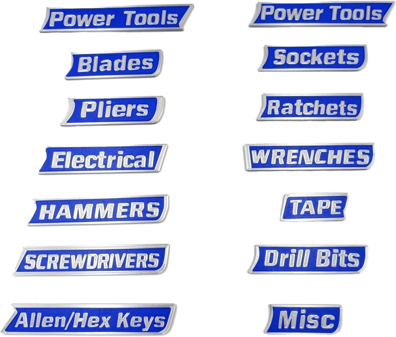 Upgraded Strong-Magnet 12 Pack Magnetic Tool Box Labels, 3D-Printed Reflective Toolbox Identifiers for Organizing Steel Carts and Cabinets, High-Visibility Workshop Label Kit(Blue)