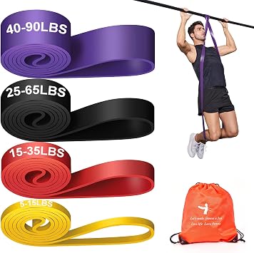 Pull Up Assistance Bands Set 5 LBS - 230 LBS, Long Resistance Bands for Pull Ups Working Out, Gym Workout Bands for Men Exercise Muscle Training and Shape Body - Carry Bag Included