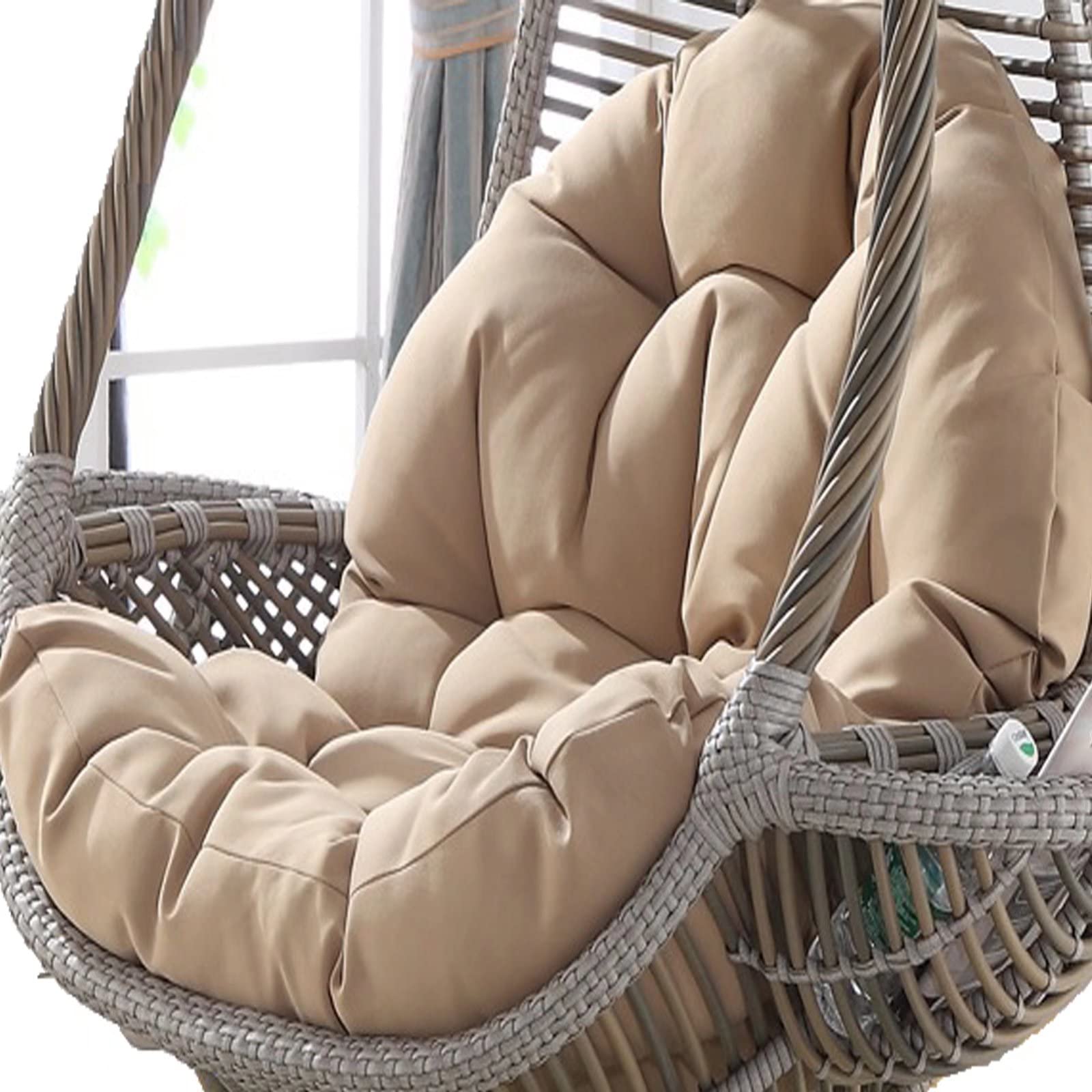 ERTsrhFD Hanging Swing Chair Seat Cushion, Thick Hammock Indoor Outdoor Garden Mat Pads for Chairs(Cream)