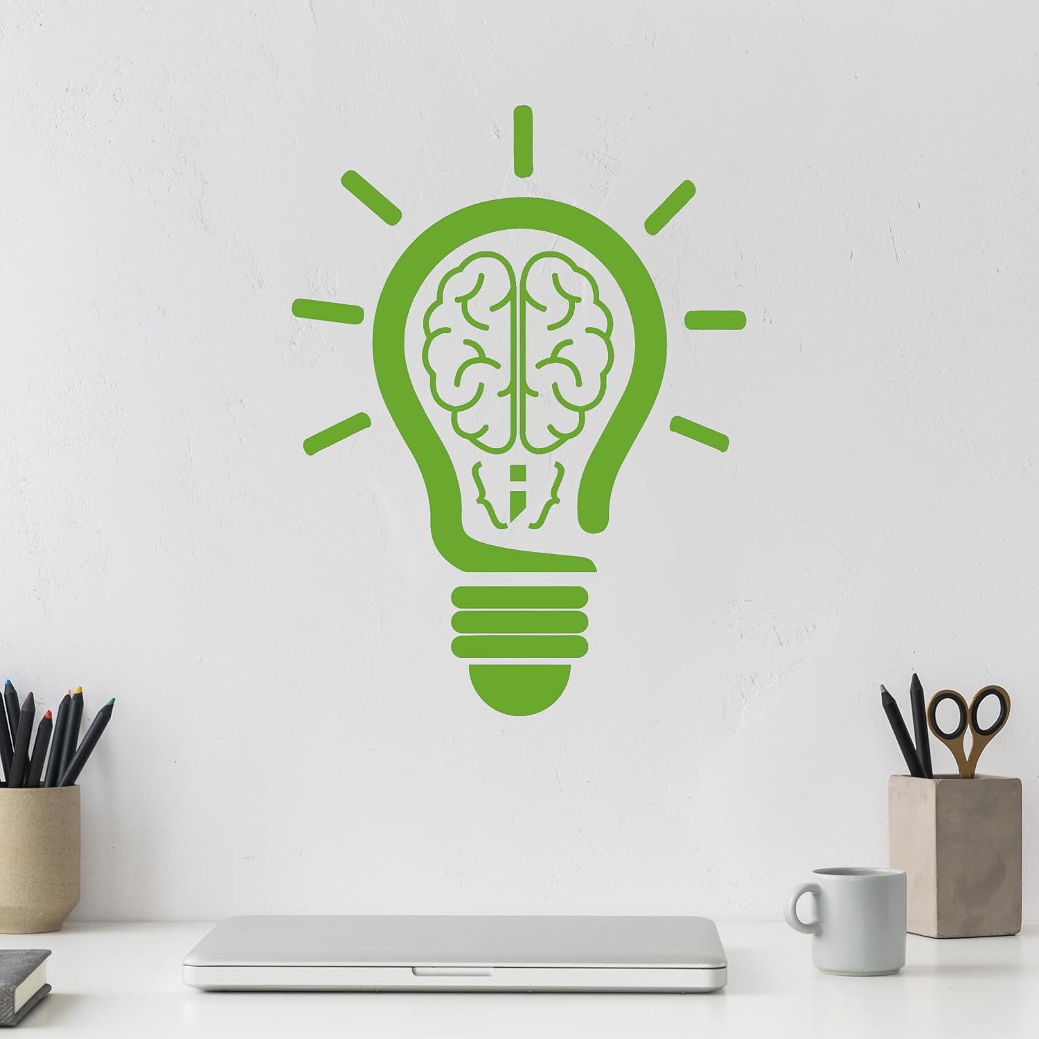 Vinyl Wall Decal Electric Lamp Brain Bulb Creativity Idea Light Stickers Mural Large Decor (g7505) Black