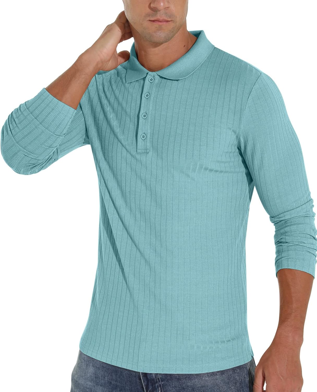 Askdeer Men's Polo Shirts Long/Short Sleeve Slim Fit Casual Shirts Classic Stretch Polo T Shirt Golf Shirts