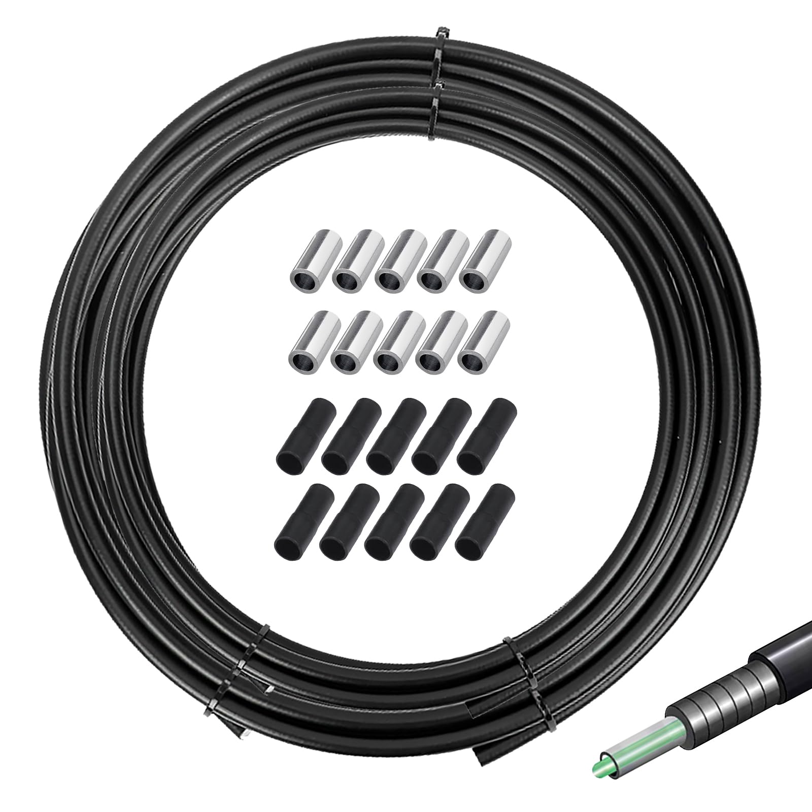 PORFOYO Cavo del freno per bicicletta, 10 metri, copertura del cavo del cambio Ø 5 mm, cavo Bowden bicicletta, cavo del freno, fune del freno per mountain bike, bici da corsa, cavo di ricambio
