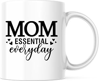 Mom Essential Everyday Mug - 11 Ounce Coffee Mug - Family Mommy Home - Premium Quality Ceramic - Design Printed On Both Sides - Made in USA - PLDFM1860