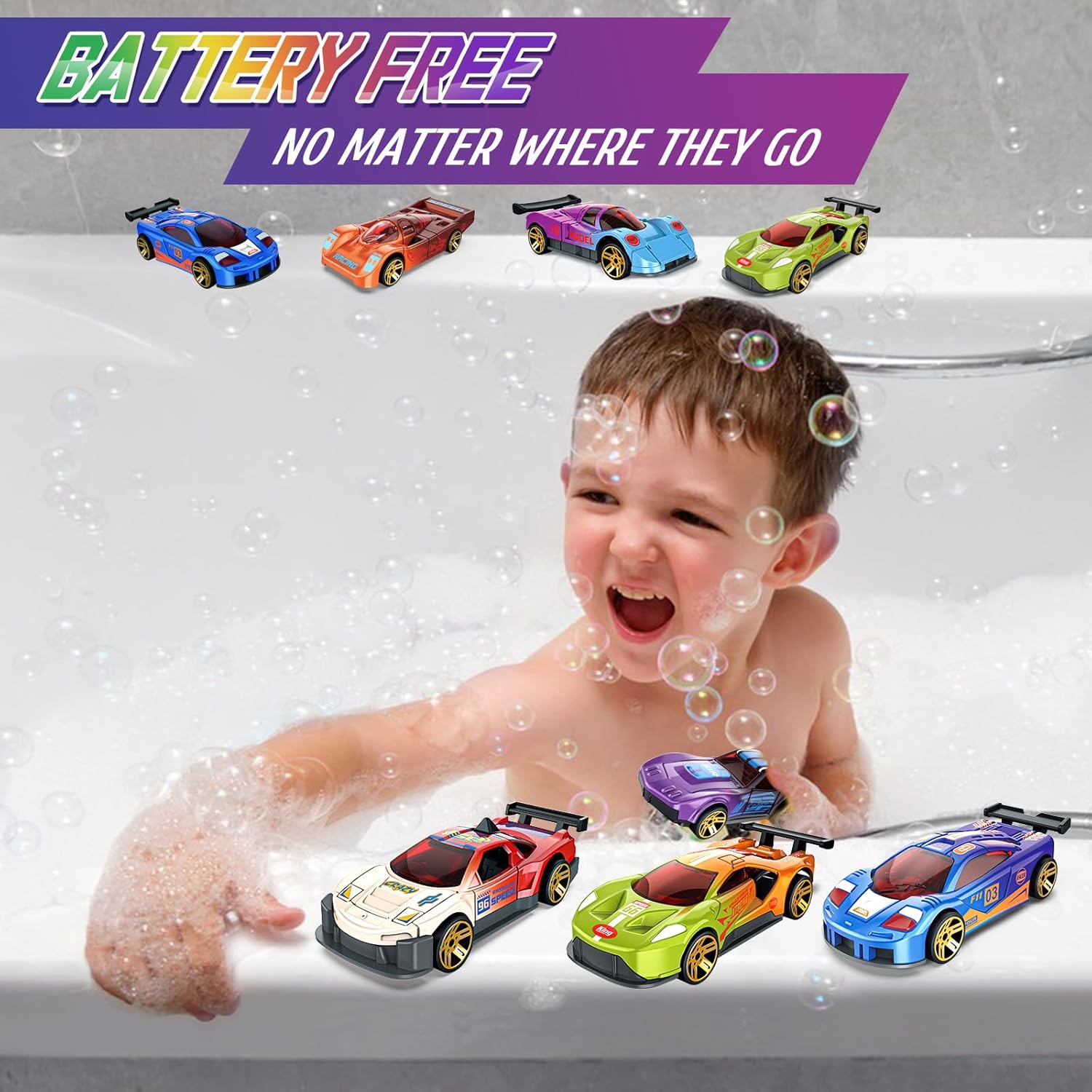 Color Changing Cars Toys Bath Toys for Kids Ages 1-3 4-8 Goodie Bags Fillers for Kids Grandkids Pool Water Toys Boys Birthday Car Gifts Sensory Die-Cast Toys Mini Sensory Toys Theme Party Giveaways