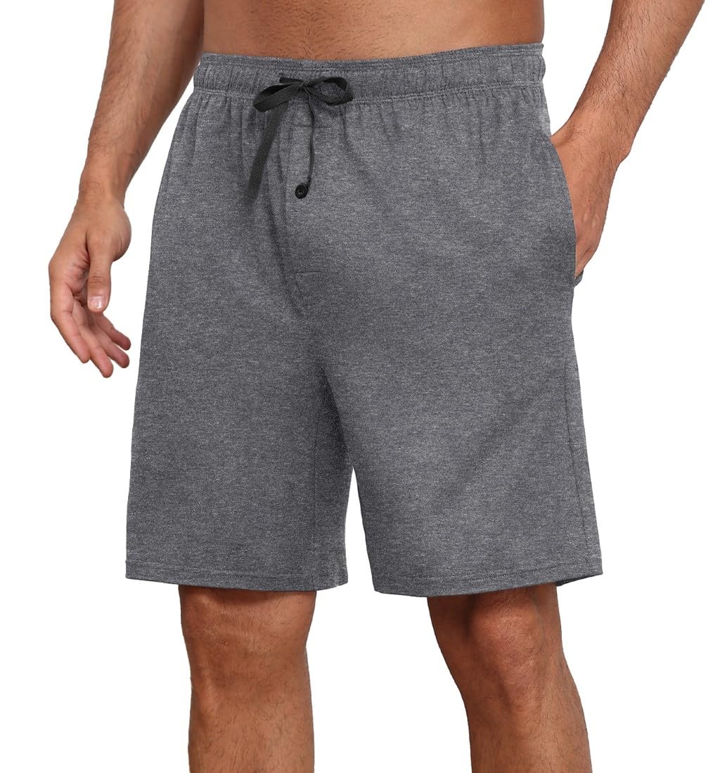 PrinStory Herren Schlafanzughose Kurz Elastische Taille Pyjama Shorts Mit Taschen Kurze Pyjamahose Schlafhose Loungehose