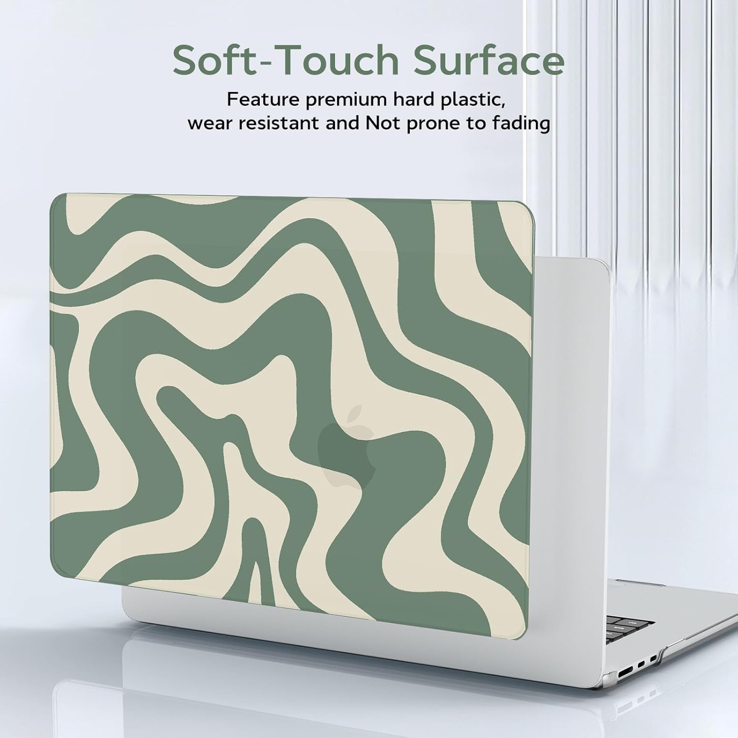 B BELK Compatible with MacBook Air 13 inch Case 2026 2025 2024 2023 2022 M4 M3 M2 A3240 A3113 A2681, Plastic Hard Shell Case for MacBook Air 13.6 inch + Keyboard Cover + Screen Protector, Green Wave - Image 5